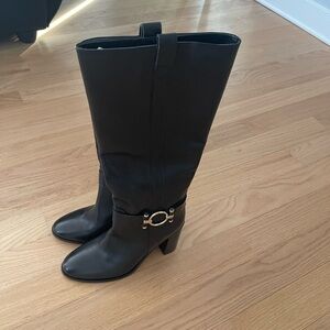 Elegant Black Leather Knee-High Boots